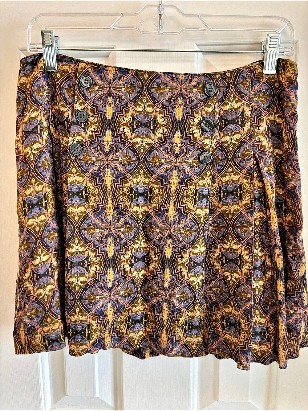 Free People Sweetheart Combo Tapestry Mini Skirt Brown & Blue